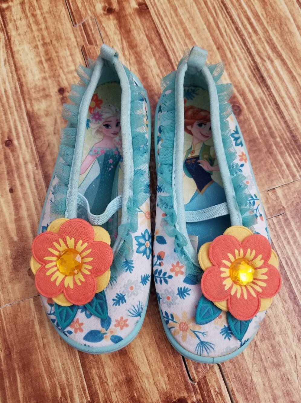 Disney Store Blue Floral Frozen Elsa & Anna Swim Shoes - Girls Size 10 Water